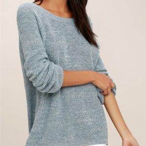 Lulus Pursuit of Happiness Heather Blue Backless Sweater